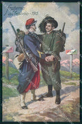 WW1 WWI Militari Alleati Francia Italia Bersaglieri Buzzini cartolina KF5322 – fronte