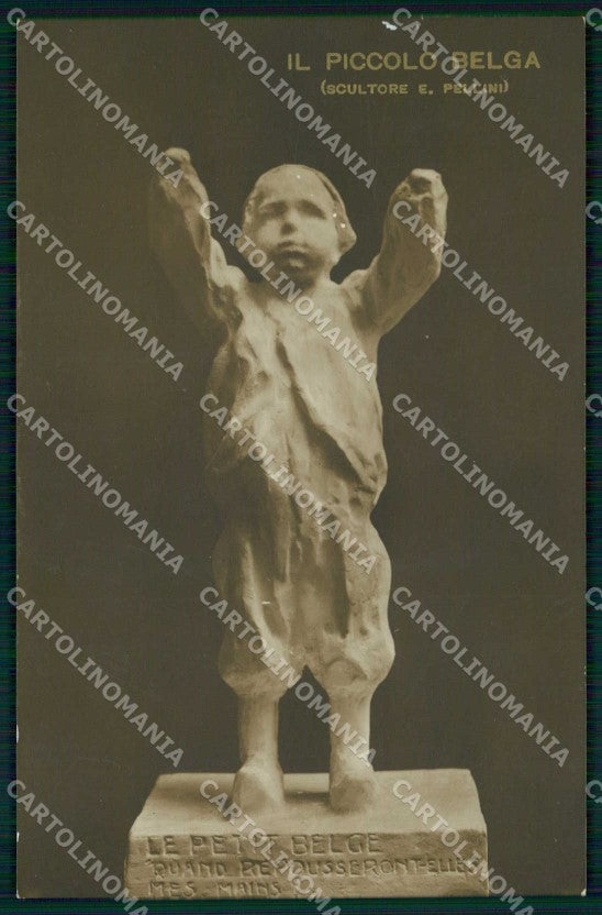 WW1 WWI Patriottismo Propaganda Il Piccolo Belga Pellini foto cartolina KF5323 – fronte