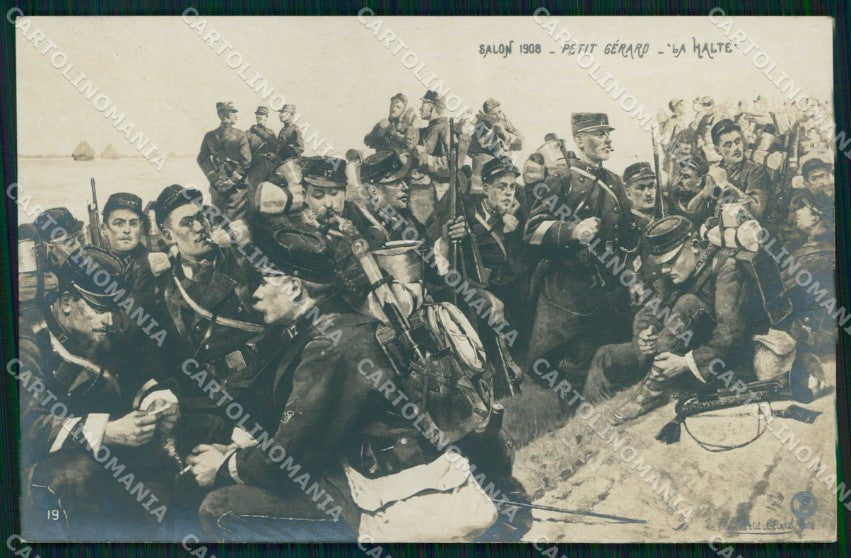 WW1 WWI Militari Francia La Halte Petit Gerard foto cartolina KF5325 – fronte