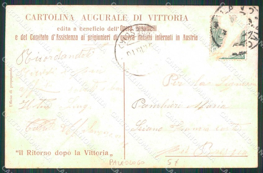 WW1 WWI Militari Vittoria Internati in Austria Paleologo PIEGA cartolina KF5335 – retro