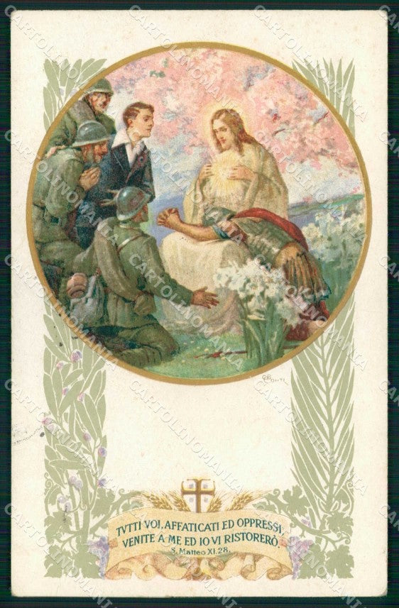 WW1 WWI Militari Assistenza Spirituale Soldati Conti PIEGHINE cartolina KF5336 – fronte