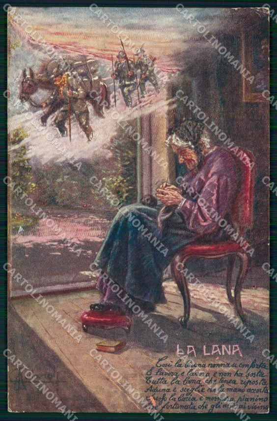 WW1 WWI Militari Lana per i Soldati Lombardia Alpini cartolina KF5352 – fronte