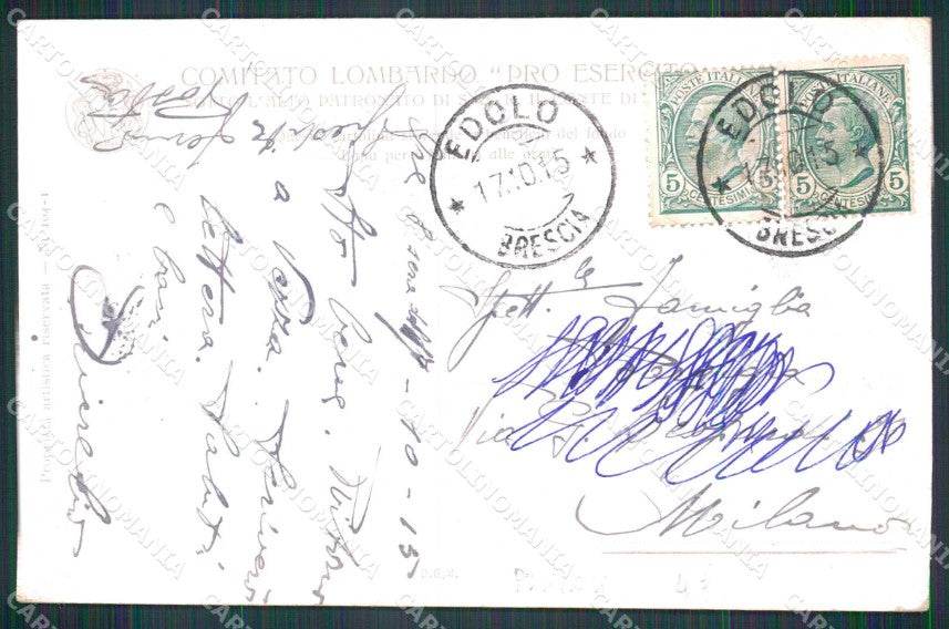 WW1 WWI Militari Lana per i Soldati Lombardia Alpini cartolina KF5352 – retro
