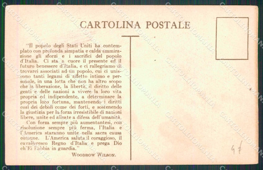 WW1 WWI Woodrow Wilson Alleanza Italia America cartolina KF5360 – retro