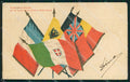 WW1 WWI Militari Patriottismo Tricolore Bandiera Alleati Flags cartolina KF5367 – fronte