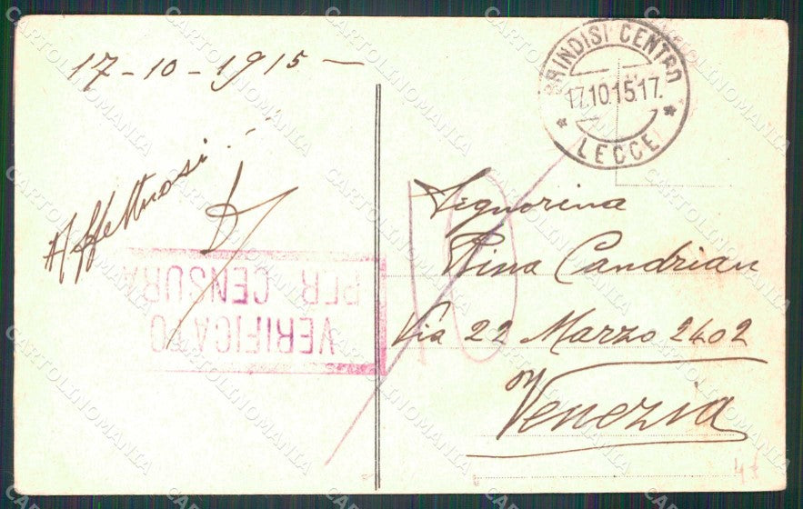 WW1 WWI Militari Patriottismo Tricolore Bandiera Alleati Flags cartolina KF5367 – retro