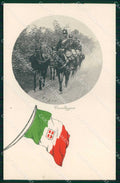 WW1 Militari Patriottismo Tricolore Cavalleggeri Brunner cartolina KF5389 – fronte