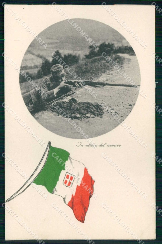 WW1 Militari Patriottismo Soldati Tricolore Brunner cartolina KF5392 – fronte