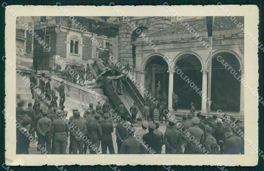 Udine città WW1 Militari Piazza Vittorio Emanuele ABRASA foto cartolina KF5397 – fronte