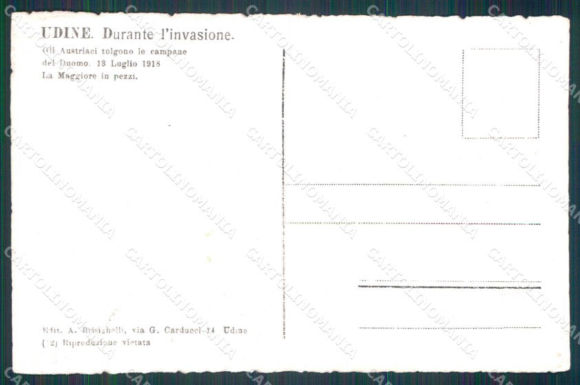 Udine città WW1 Militari Campane Duomo foto cartolina KF5400 – retro