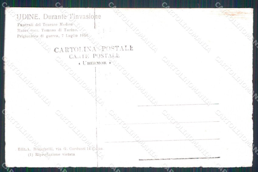 Udine città WW1 Militari Funerali Ten. Maina foto cartolina KF5401 – retro