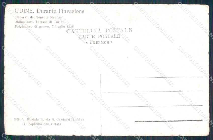 Udine città WW1 Militari Funerali Ten. Maina foto cartolina KF5402 – retro