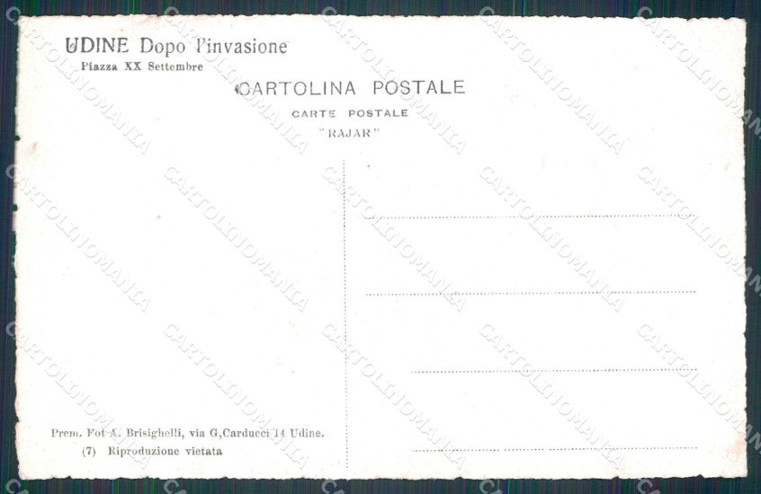 Udine città WW1 Militari Piazza XX Settembre foto cartolina KF5404 – retro