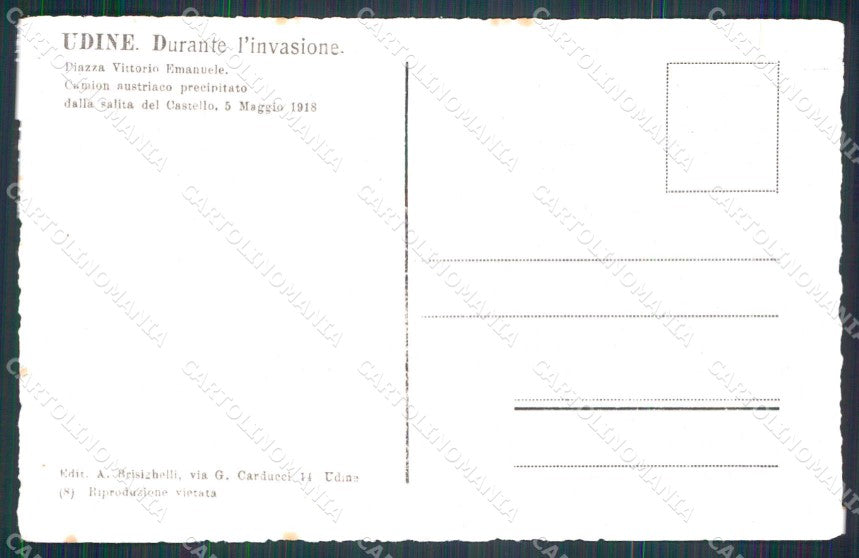 Udine città WW1 Militari Piazza Vittorio Emanuele foto cartolina KF5405 – retro