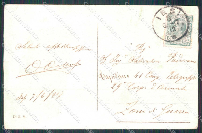 WW1 Militari Patriottismo Tricolore Telegrafo Campo STRAPPINO cartolina KF5423 – retro