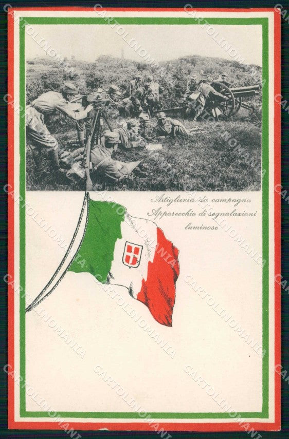 WW1 WWI Militari Patriottismo Tricolore Artiglieria da Campagna cartolina KF5430 – fronte