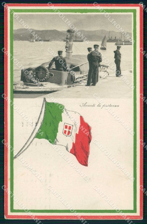 WW1 WWI Militari Patriottismo Tricolore Regia Marina cartolina KF5431 – fronte