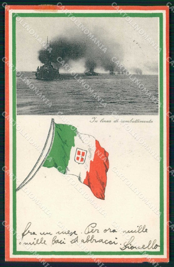 WW1 WWI Militari Patriottismo Tricolore Regia Marina cartolina KF5432 – fronte
