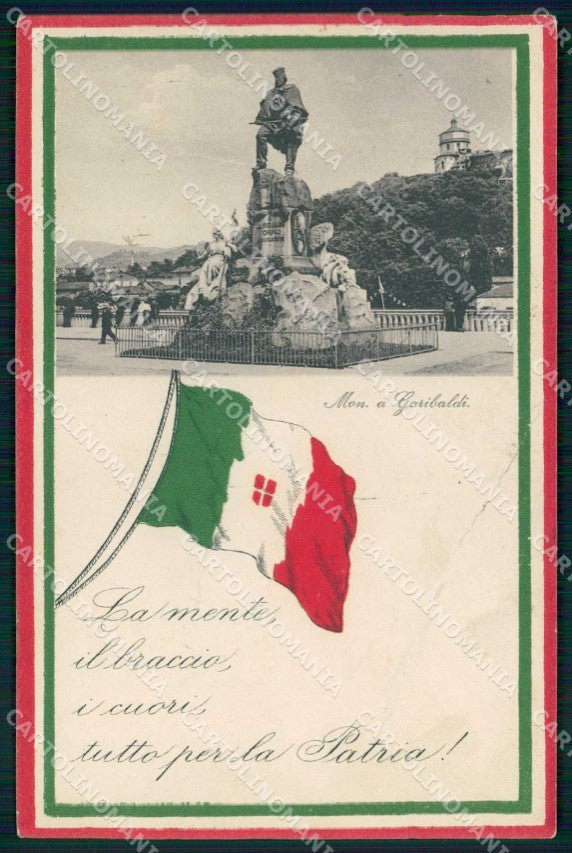 WW1 WWI Militari Patriottismo Torino Garibaldi Pro Patria Genova PIEGA cp KF5433 – fronte