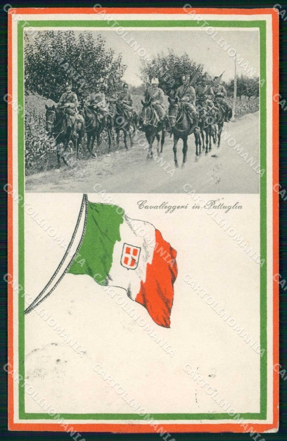 WW1 WWI Militari Patriottismo Tricolore Cavalleggeri cartolina KF5442 – fronte