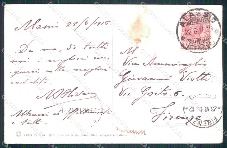 WW1 WWI Militari Patriottismo Tricolore Cavalleggeri cartolina KF5442 – retro
