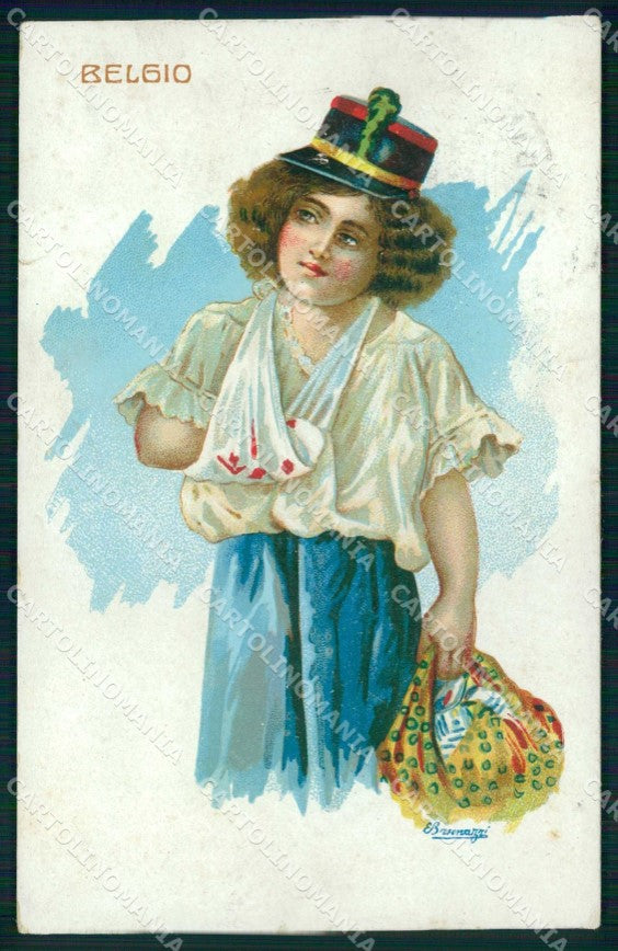 WW1 WWI Patriottismo Belgio Belgique STRAPPINO cartolina KF5448 – fronte