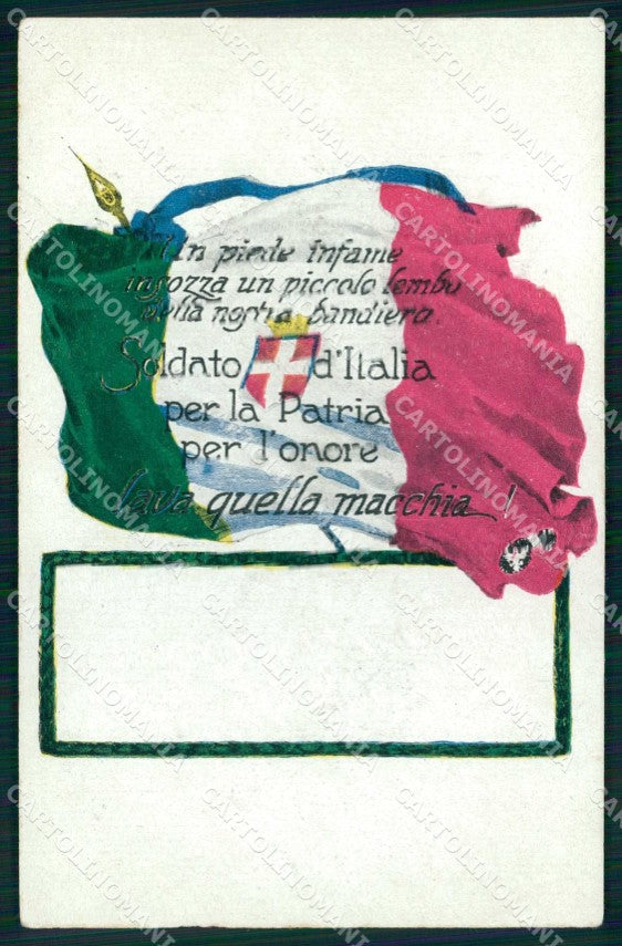 WW1 WWI Militari Patriottismo Tricolore Bandiera ABRASA cartolina KF5449 – fronte