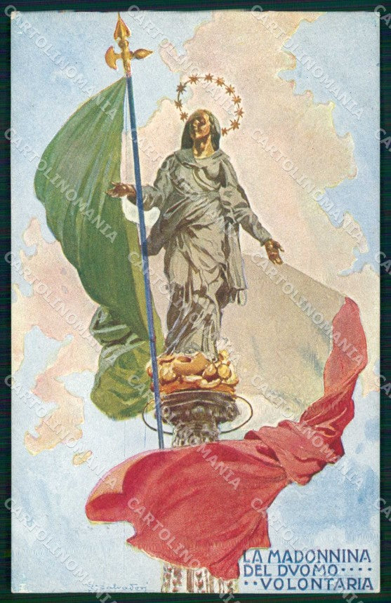 WW1 Propaganda Tricolore Croce Rossa CRI Milano Madonnina Salvadori cp KF5459 – fronte