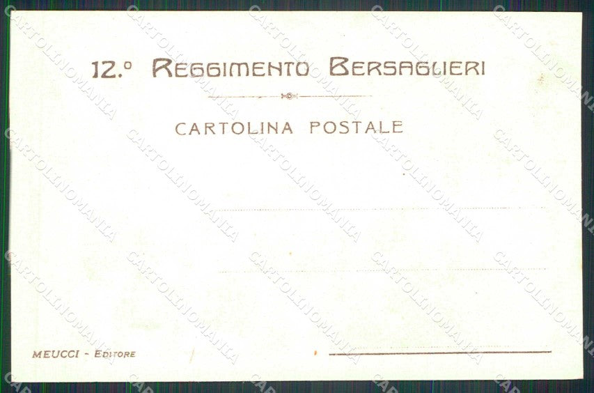 Militari Reggimentali 12° Reggimento Bersaglieri cartolina KF5466 – retro