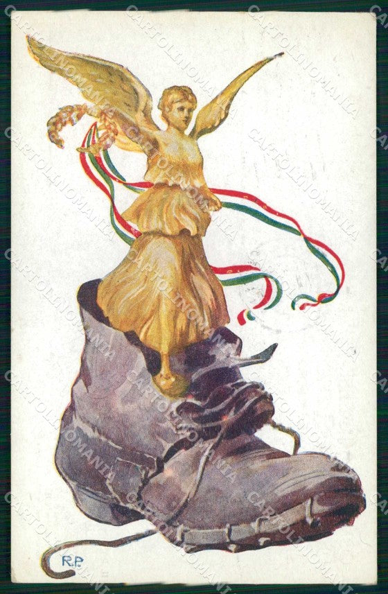 WW1 Patriottismo Tricolore Comitato Raccolta Fondi Milano R P cartolina KF5478 – fronte