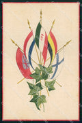 WW1 WWI Patriottismo Tricolore Alleati Flags Dipinta a mano cartolina KF5483 – fronte