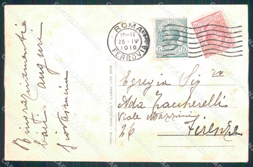 WW1 Patriottismo Tricolore Bandiera Allegoria Italia Carducci cartolina KF5495 – retro