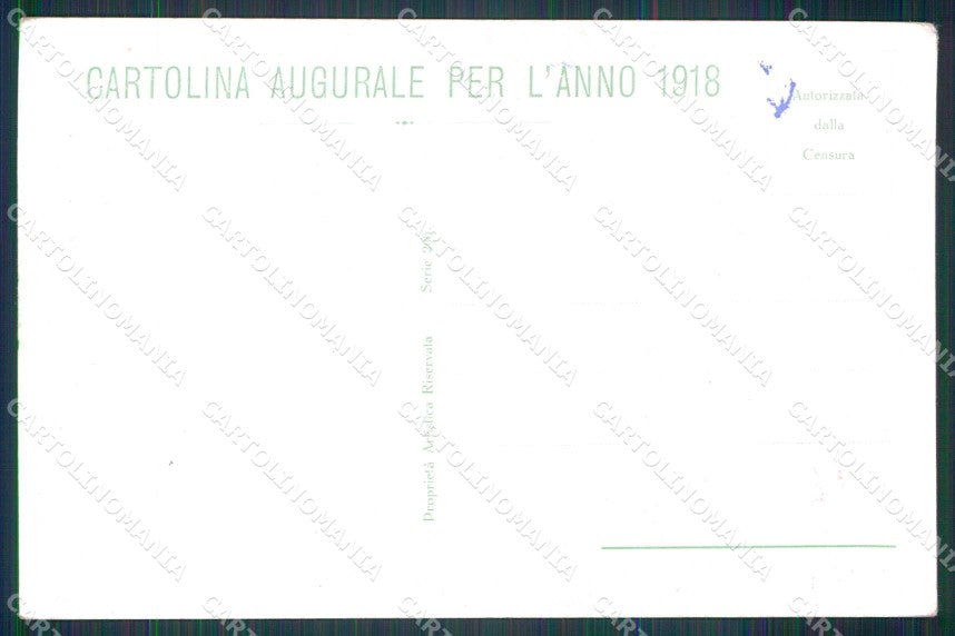 WWI Patriottismo Alleati Bandiere Flags Augurale 1918 Pasini cartolina KF5500 – retro