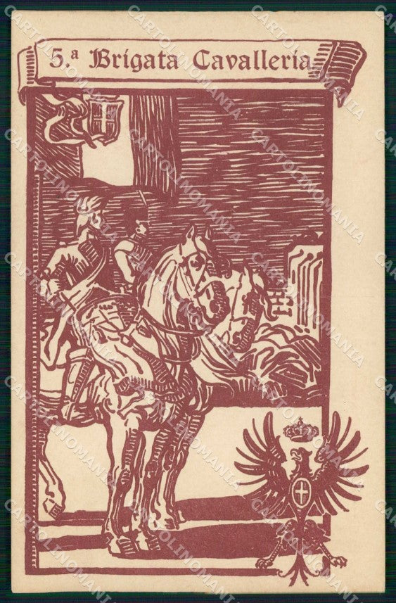 Militari Reggimentali 5ª Brigata Cavalleria cartolina KF5513 – fronte