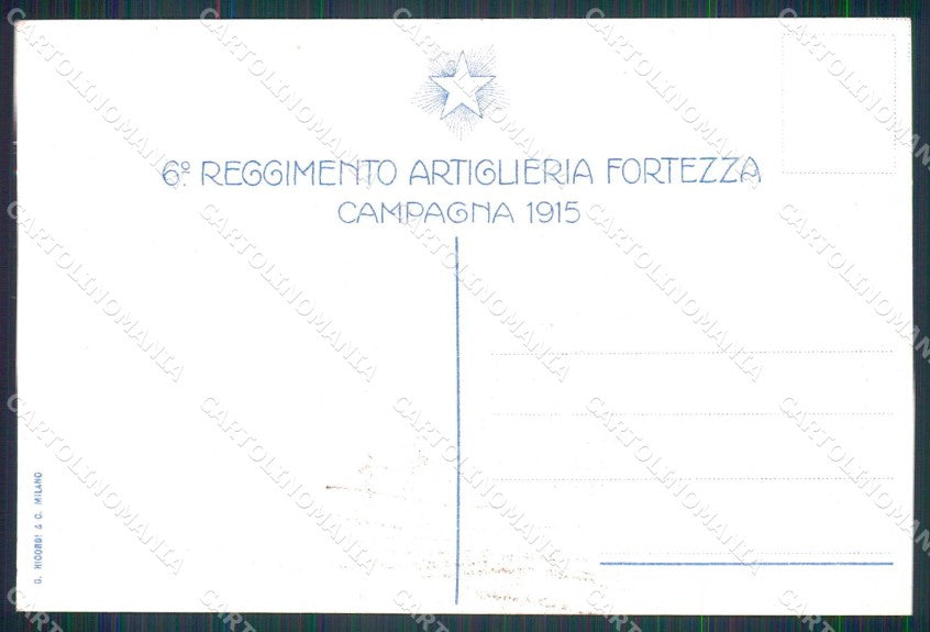 Militari Reggimentali 6 Regg Artiglieria Fortezza Campagna 1915 cartolina KF5514 – retro