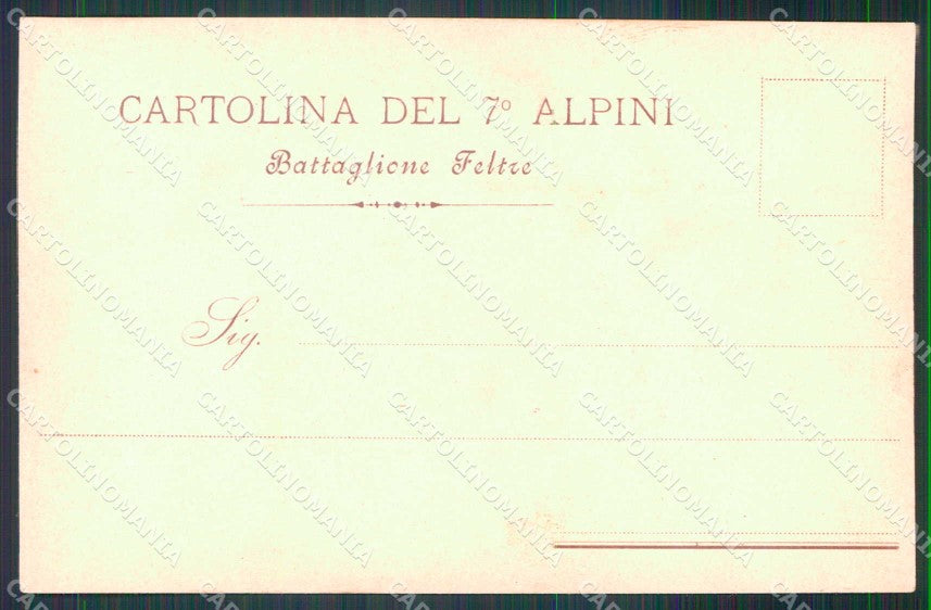 Militari Reggimentali 7° Reggimento Alpini Battaglione Feltre cartolina KF5541 – retro