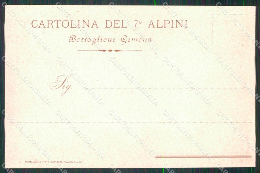 Militari Reggimentali 7° Reggimento Alpini Battaglione Gemona cartolina KF5542 – retro