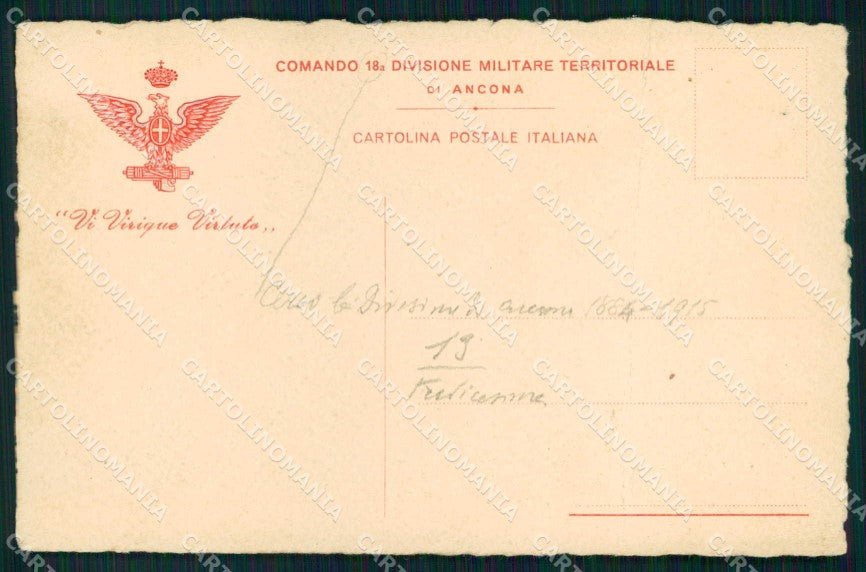 Militari Fascismo 18ª Divisione Militare Territoriale Ancona PIEGA cp KF5567 – fronte