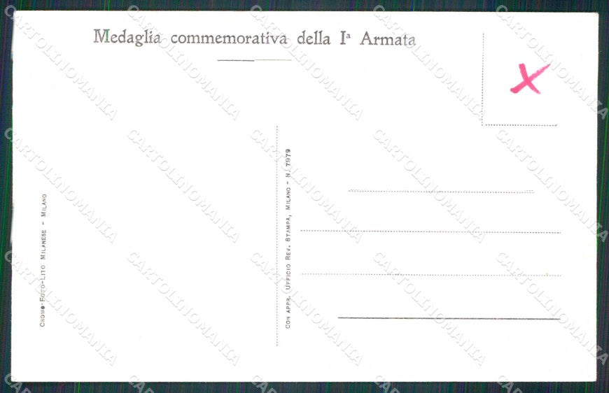 Militari Medaglia Commemorativa della Iª Armata SCOLLATA cartolina KF5587 – retro