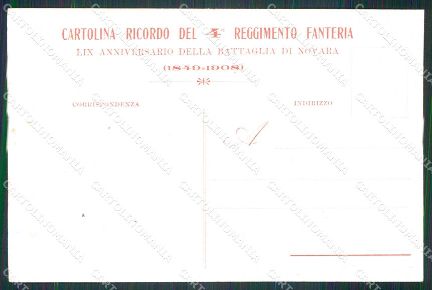 Militari Reggimentali 4° IV° Reggimento Fanteria Novara cartolina KF5598 – retro