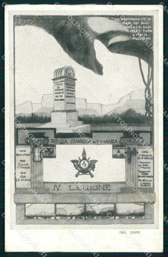 Militari Reggimentali Guardia Finanza GdF IVª Legione Fascismo cartolina KF5614 – fronte