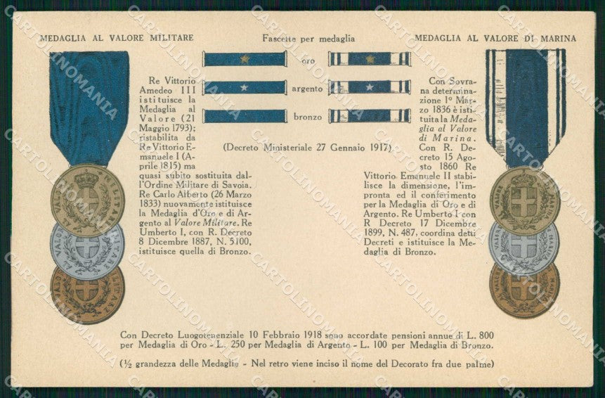 Militari Decorazioni Medaglie Pro Mutilati Fermo Regia Marina cartolina KF5617 – fronte