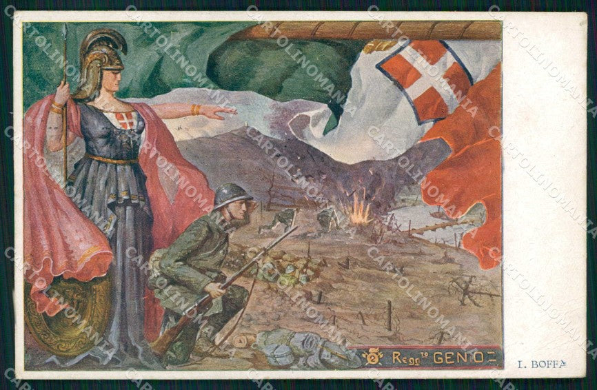Militari Tricolore 2° Reggimento Genio Verona Boffa PIEGHINE cartolina KF5631 – fronte