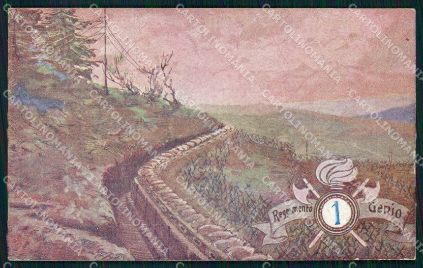 Militari Reggimentali 1° Reggimento Genio Zappatori ABRASA cartolina KF5643 – fronte