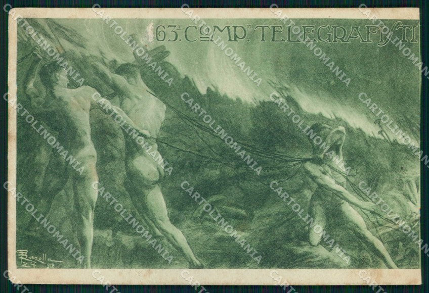 Militari Regg. Genio 63ª Compagnia Telegrafisti ABRASA RIFILATA cartolina KF5647 – fronte