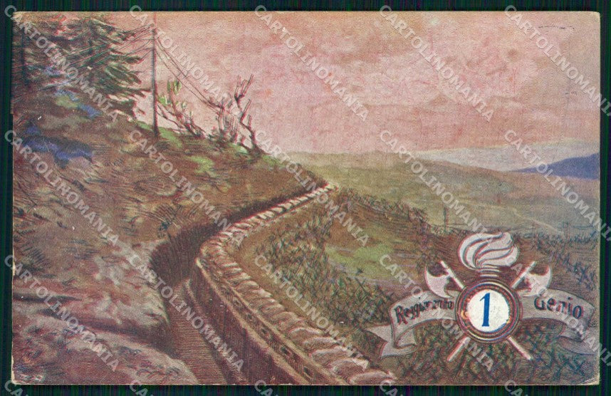 Militari Reggimentali 1° Reggimento Genio Zappatori cartolina KF5651 – fronte