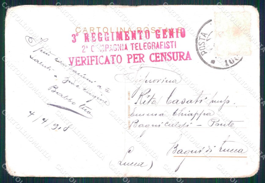 Militari Reggimentali 3° Regg. Genio 2ª Compagnia Telegrafisti cartolina KF5666 – retro