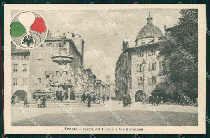 Trento città Piazza Duomo Bellenzani Alterocca WWI Tricolore cartolina KF5699 – fronte