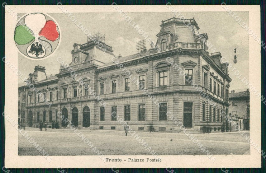 Trento città Palazzo Postale Poste Alterocca WWI Tricolore cartolina KF5701 – fronte