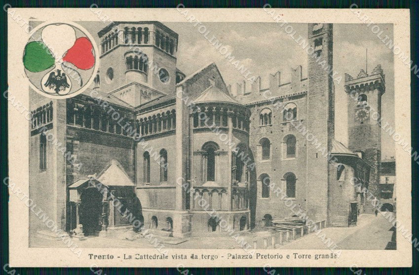 Trento città Palazzo Pretorio Torre Grande Alterocca WWI Tricolore cp KF5703 – fronte